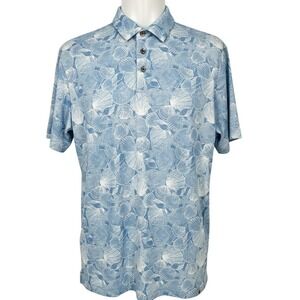 Southern Proper Mens Small Blue Sea Shell Starfish Short Sleeve Polo Shirt NOTES